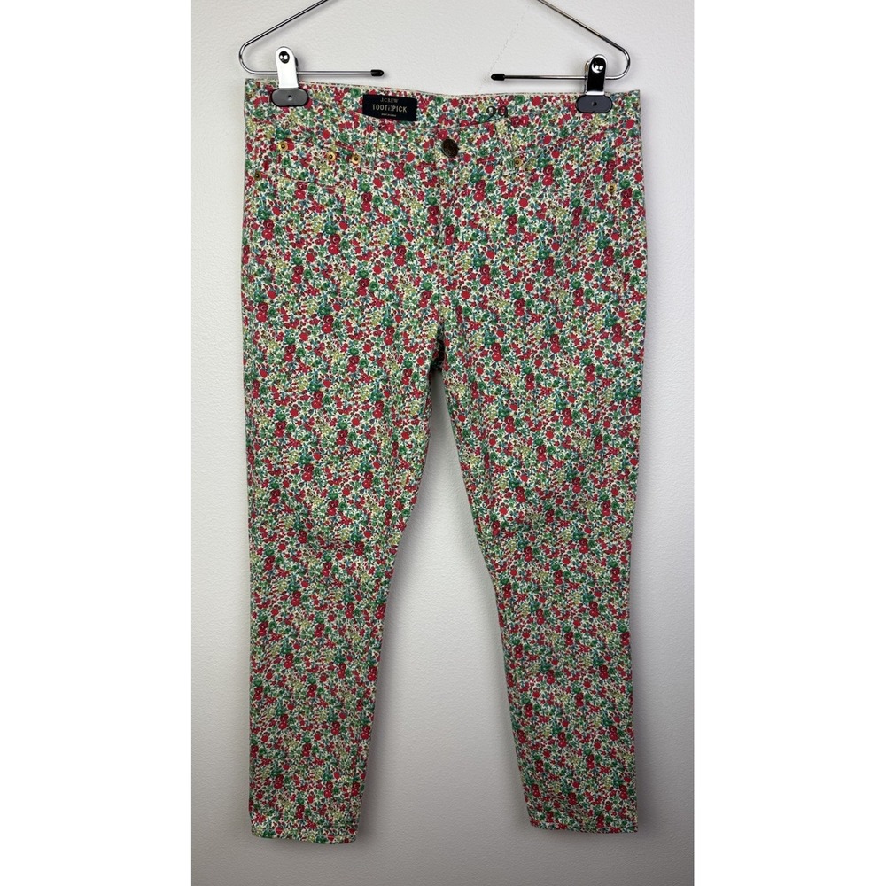 J Crew Toothpick Ankle Jeans Womens Size 29 Floral Mid Rise Stretch Slim‎ Hippie